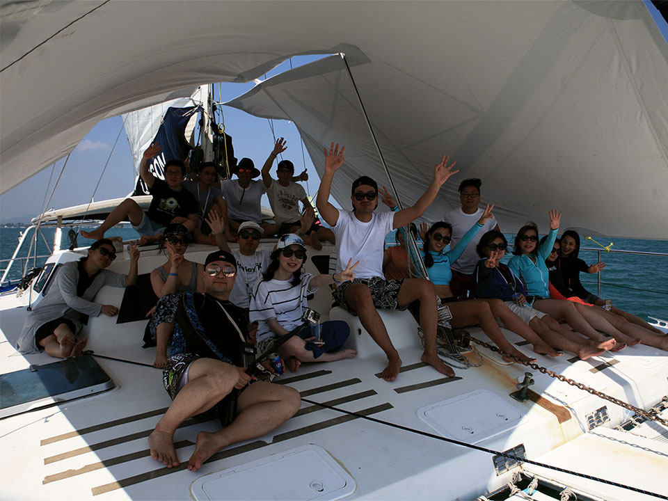 Team photo on a yacht at the 2016 Phuket workshop